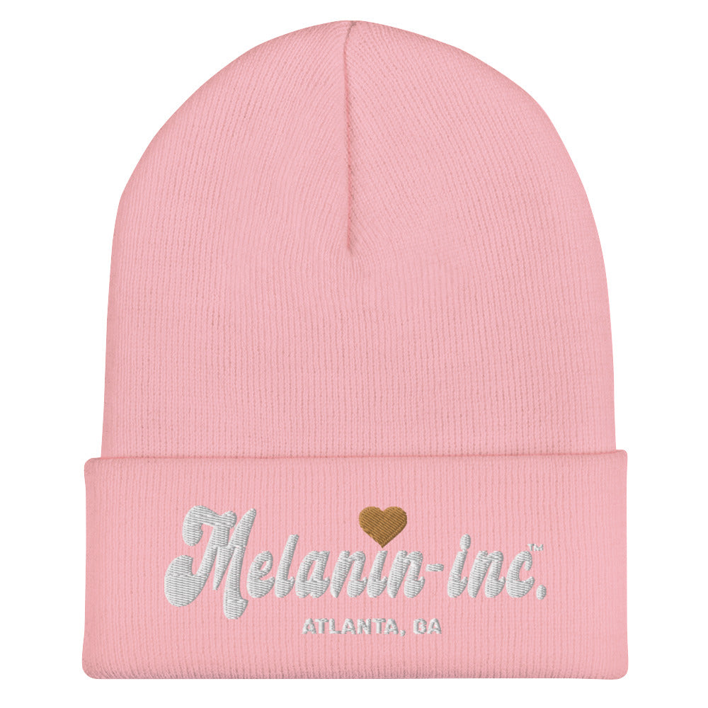 Melanin-inc. Atlanta, GA - Embroidered Cuffed Beanie (Ebony Heart)