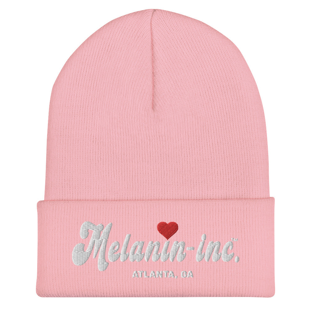 Melanin-inc. Atlanta, GA - Embroidered Cuffed Beanie (Red Heart) Cuffed Beanie