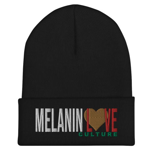 Melanin Love Culture (Ebony Heart) - Embroidered Cuffed Beanie