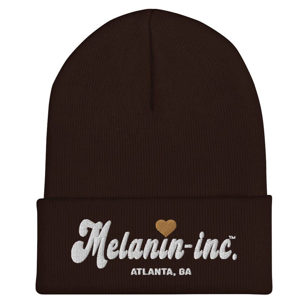 Melanin-inc. Atlanta, GA - Embroidered Cuffed Beanie (Ebony Heart)