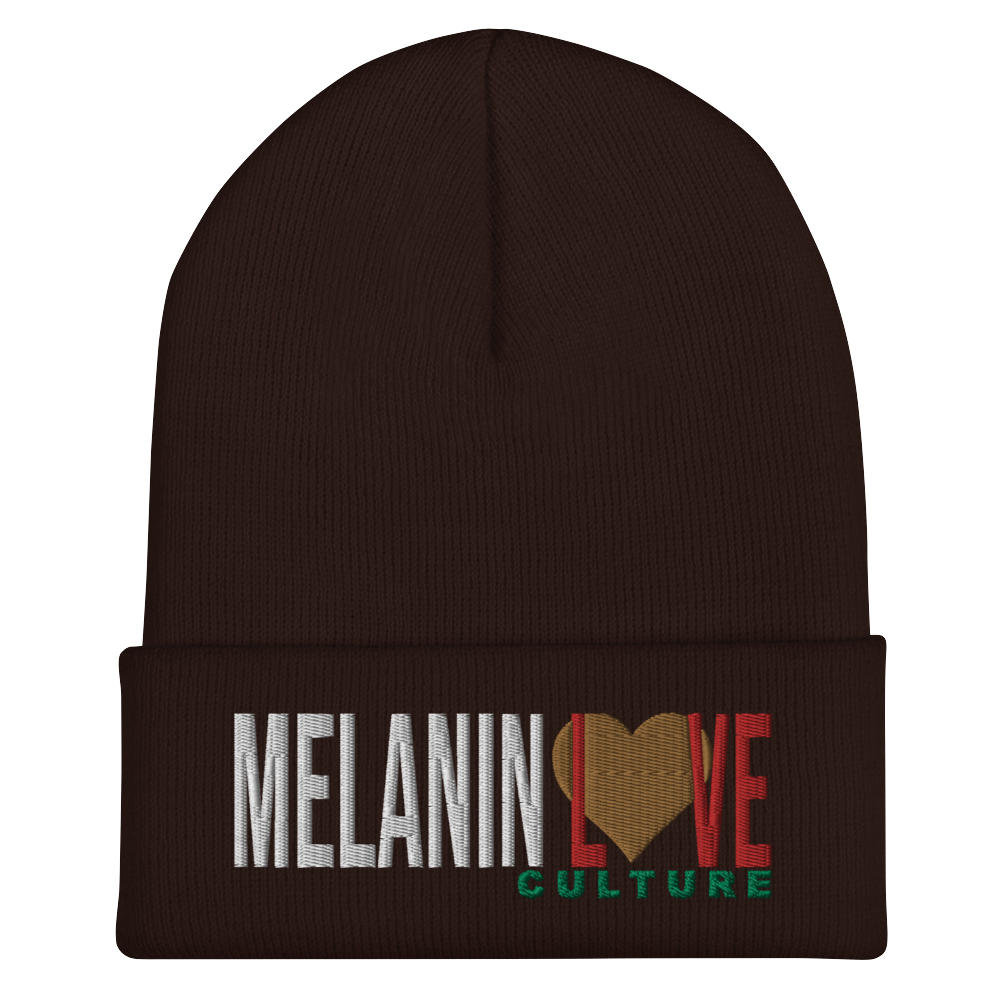 Melanin Love Culture (Ebony Heart) - Embroidered Cuffed Beanie