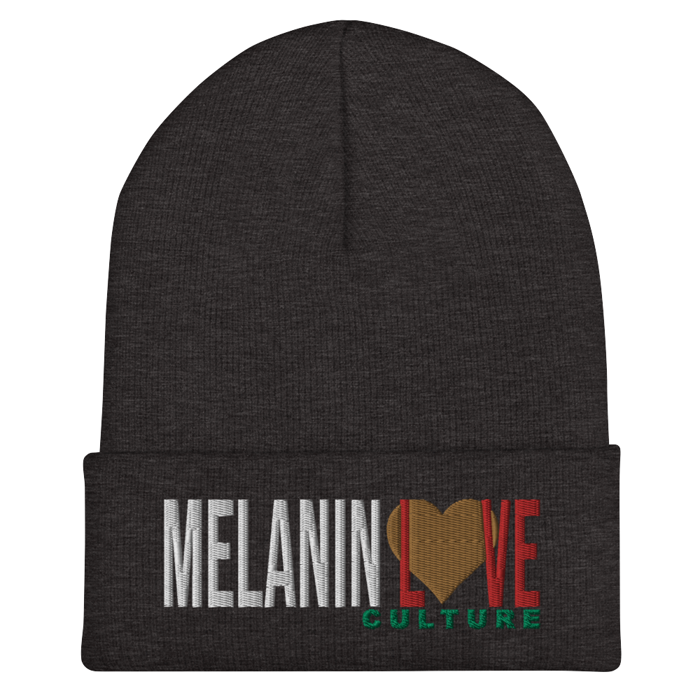 Melanin Love Culture (Ebony Heart) - Embroidered Cuffed Beanie