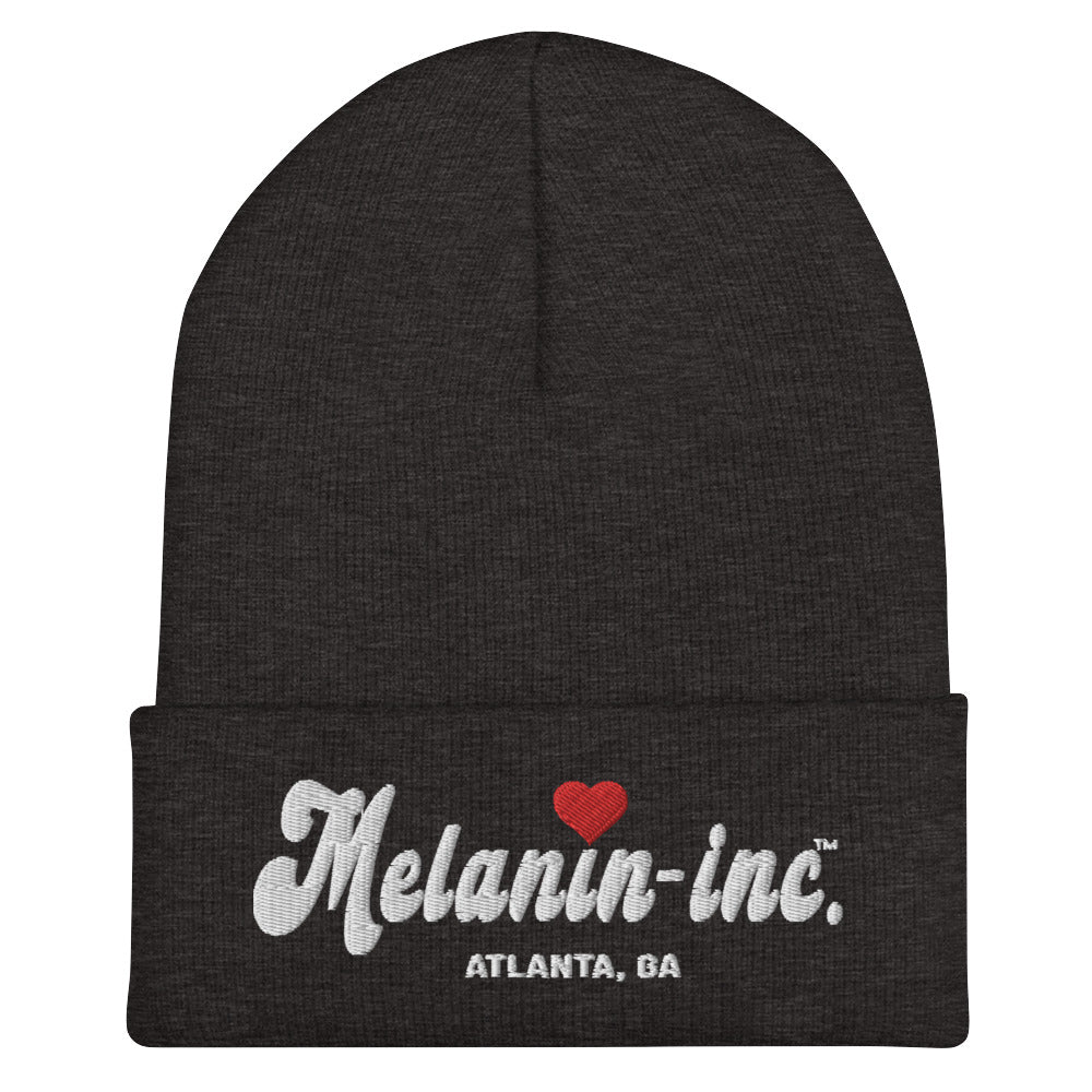 Melanin-inc. Atlanta, GA - Embroidered Cuffed Beanie (Red Heart) Cuffed Beanie