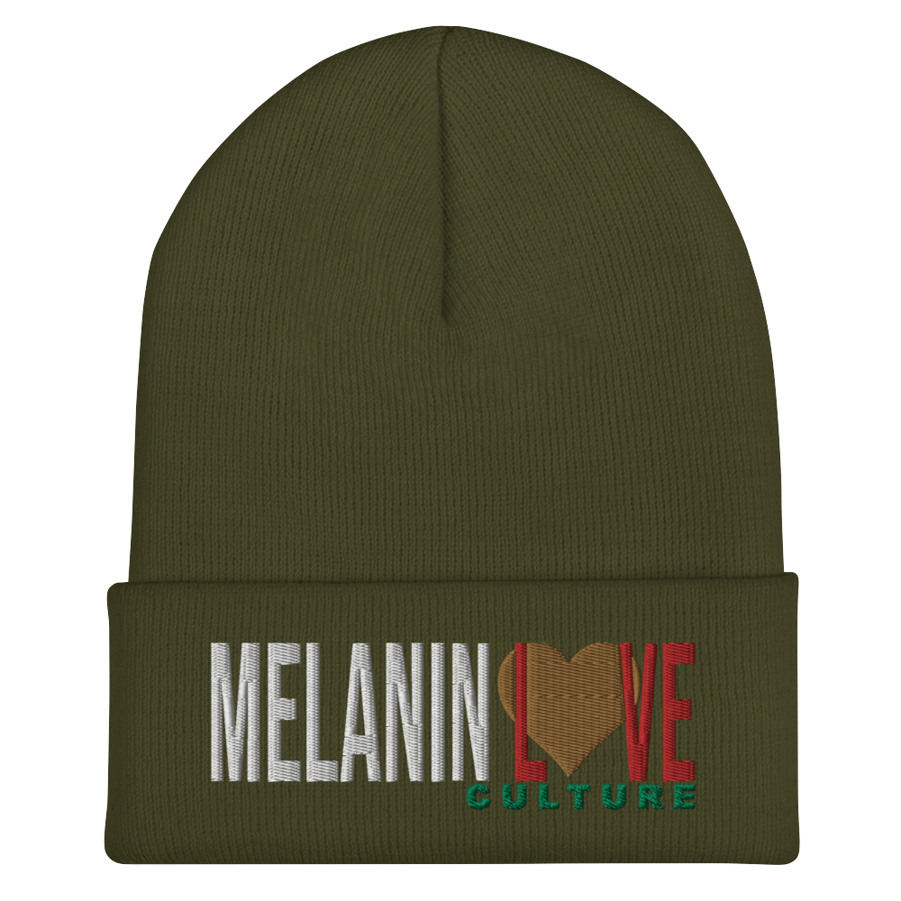 Melanin Love Culture (Ebony Heart) - Embroidered Cuffed Beanie