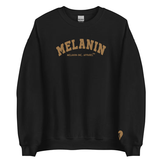 MELANIN - Gold Embroidered University Letters - Unisex Crewneck Sweatshirt