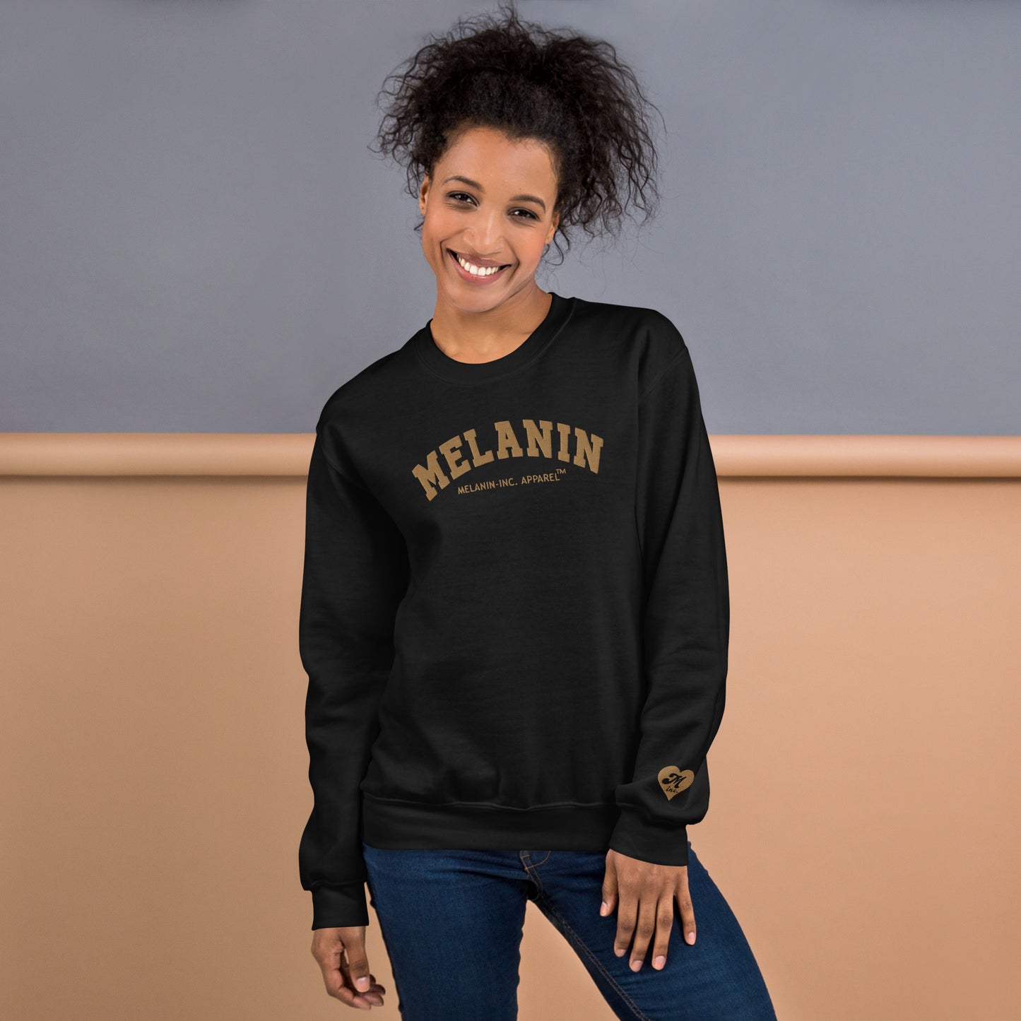 MELANIN - Gold Embroidered University Letters - Unisex Crewneck Sweatshirt