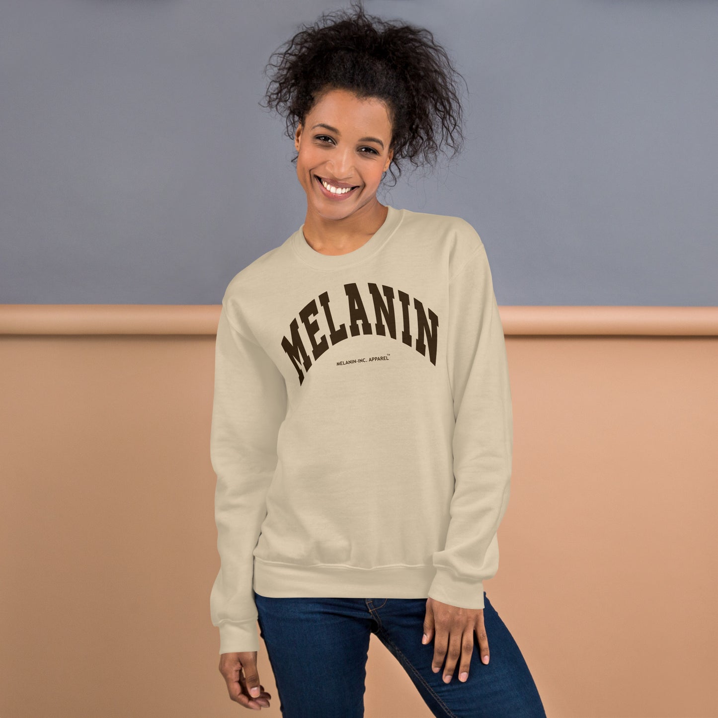 MELANIN - (DTG) Dark Chocolate University Letters - Unisex Crewneck Sweatshirt