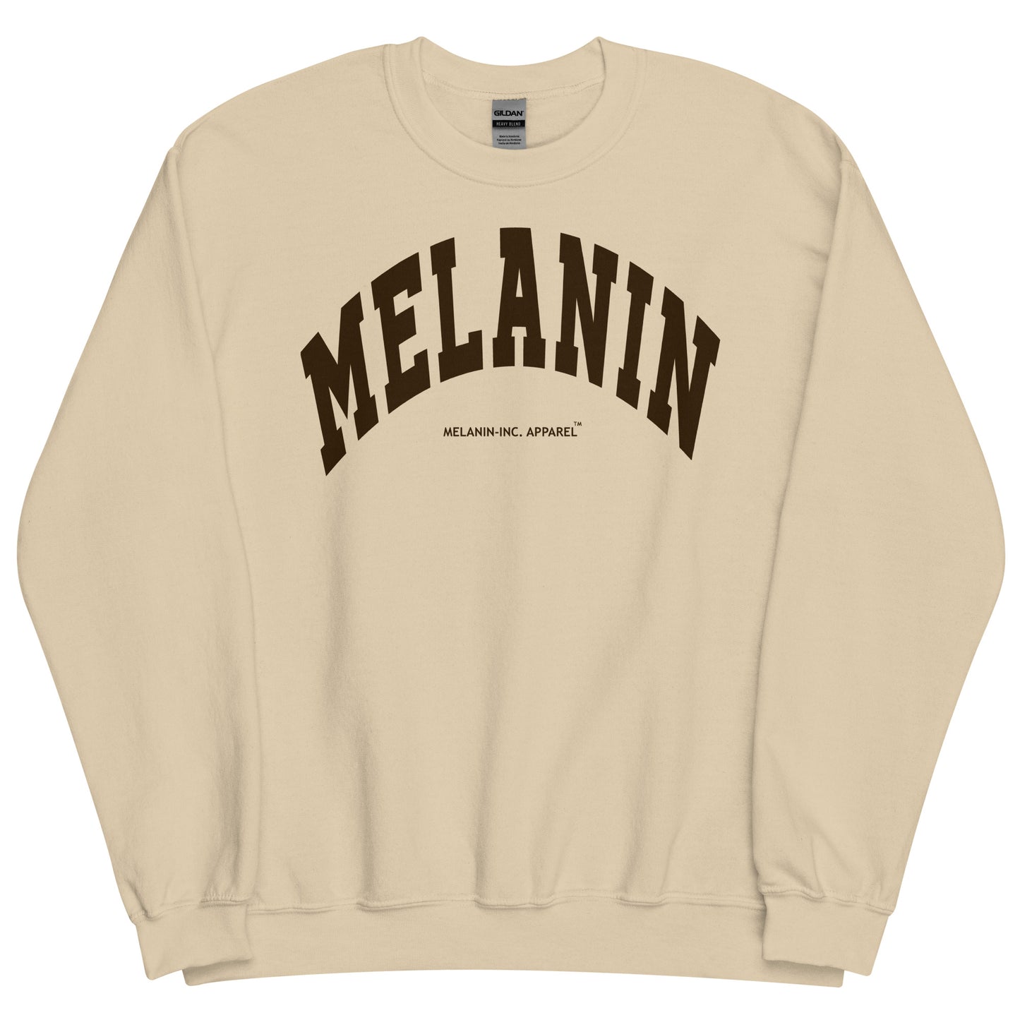 MELANIN - DTG (Dark Brown) University Letters - Unisex Crewneck Sweatshirt