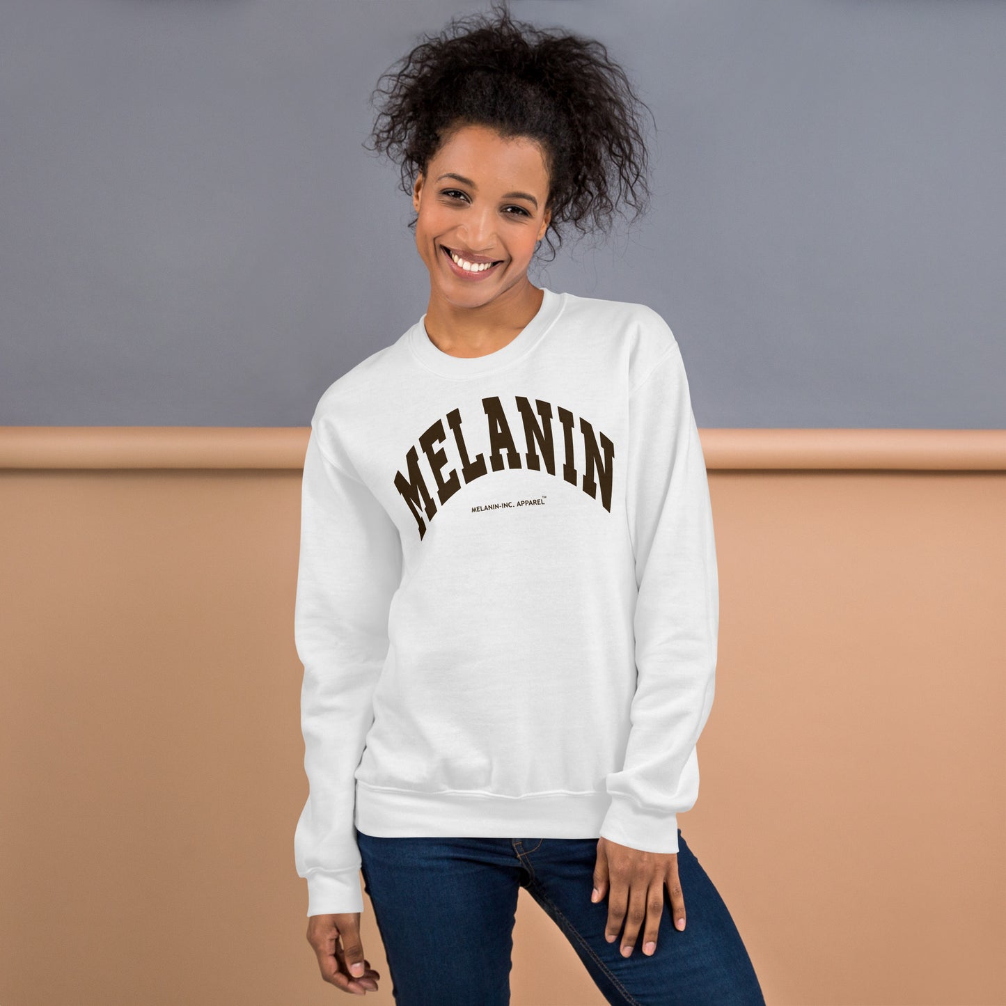 MELANIN - (DTG) Dark Chocolate University Letters - Unisex Crewneck Sweatshirt