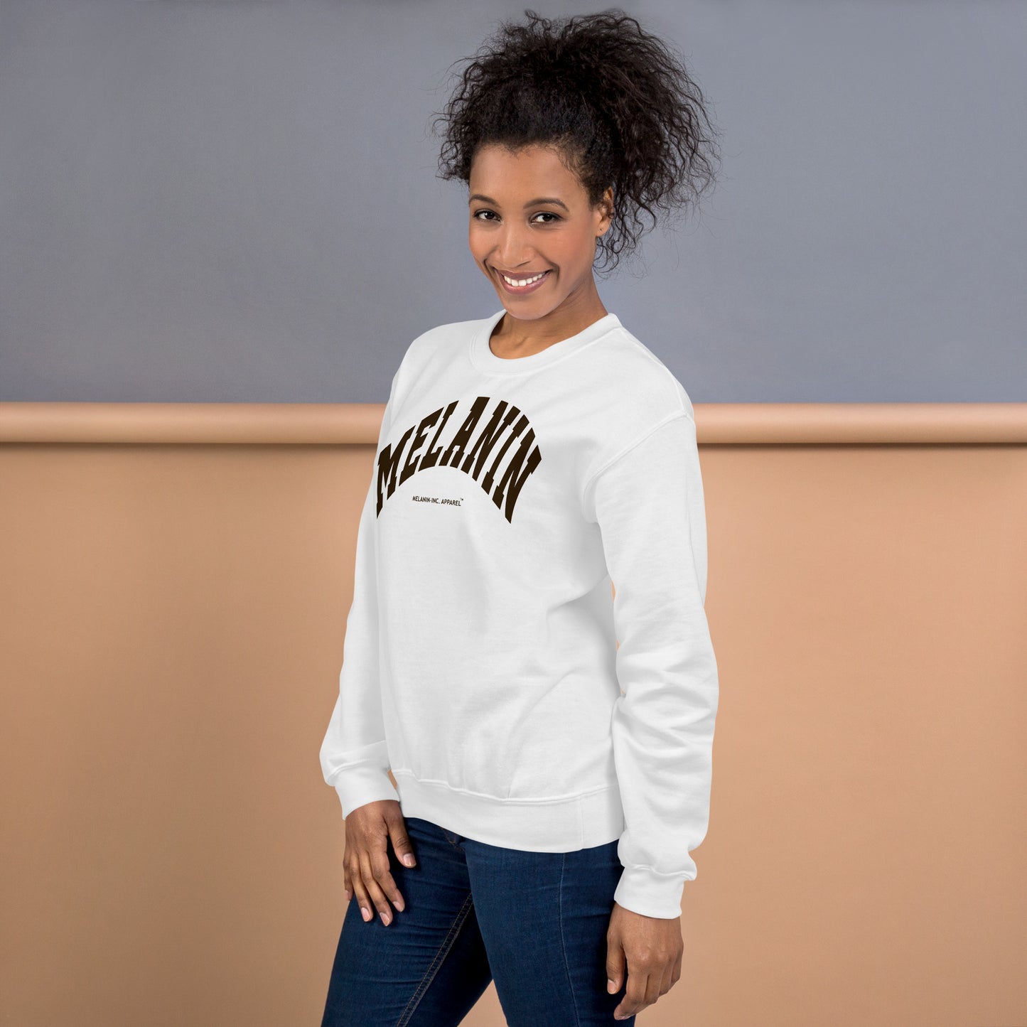 MELANIN - (DTG) Dark Chocolate University Letters - Unisex Crewneck Sweatshirt