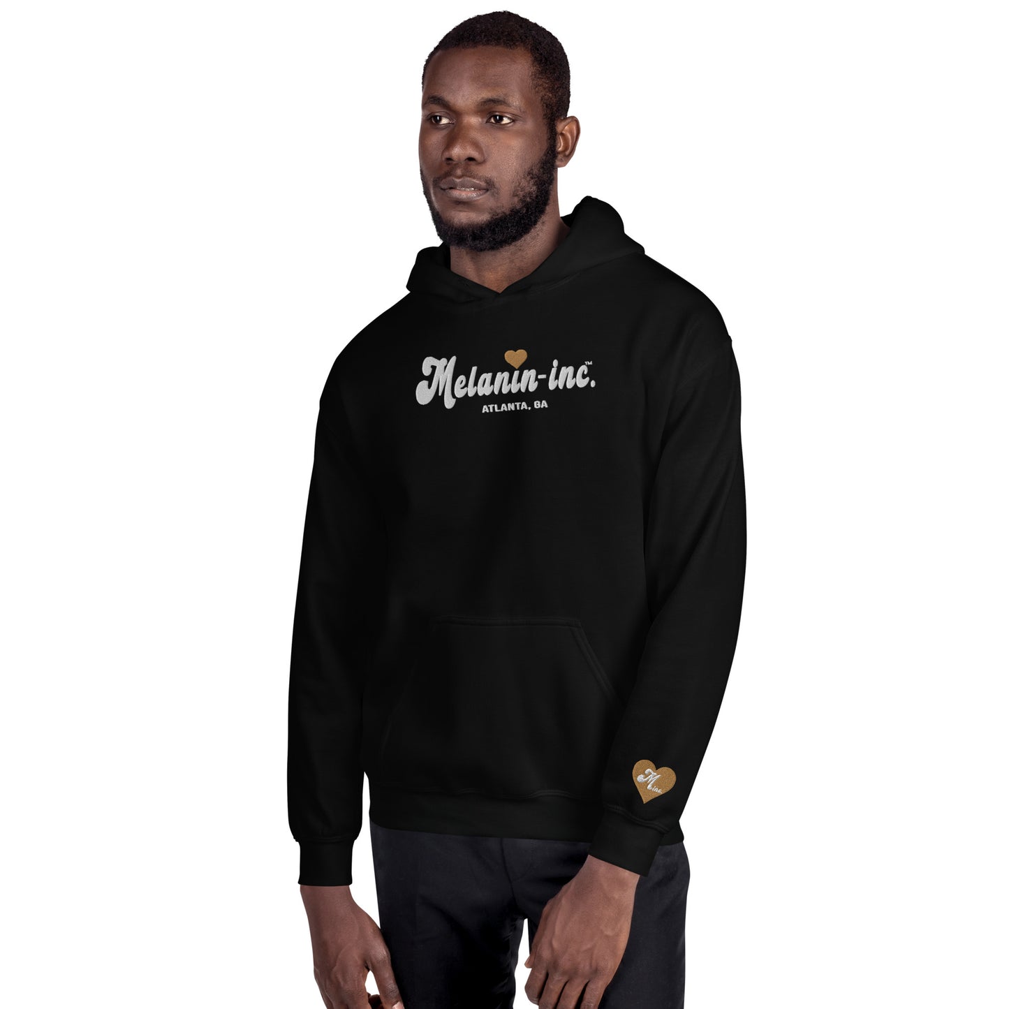 Melanin-inc. Atlanta, GA (Ebony Heart) - Embroidered Unisex Hoodie