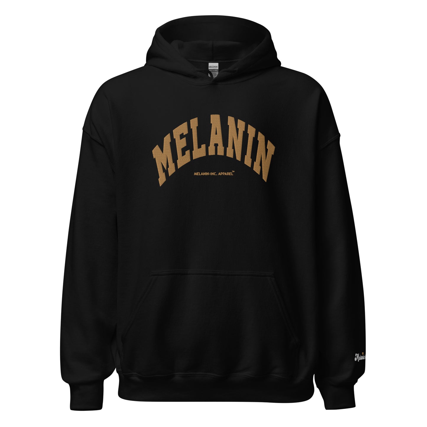 MELANIN - University Letters (Gold) - Embroidered Unisex Hoodie