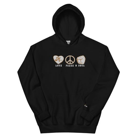 LOVE PEACE & SOUL - (Embroidered - front) Unisex Heavyweight Hoodie