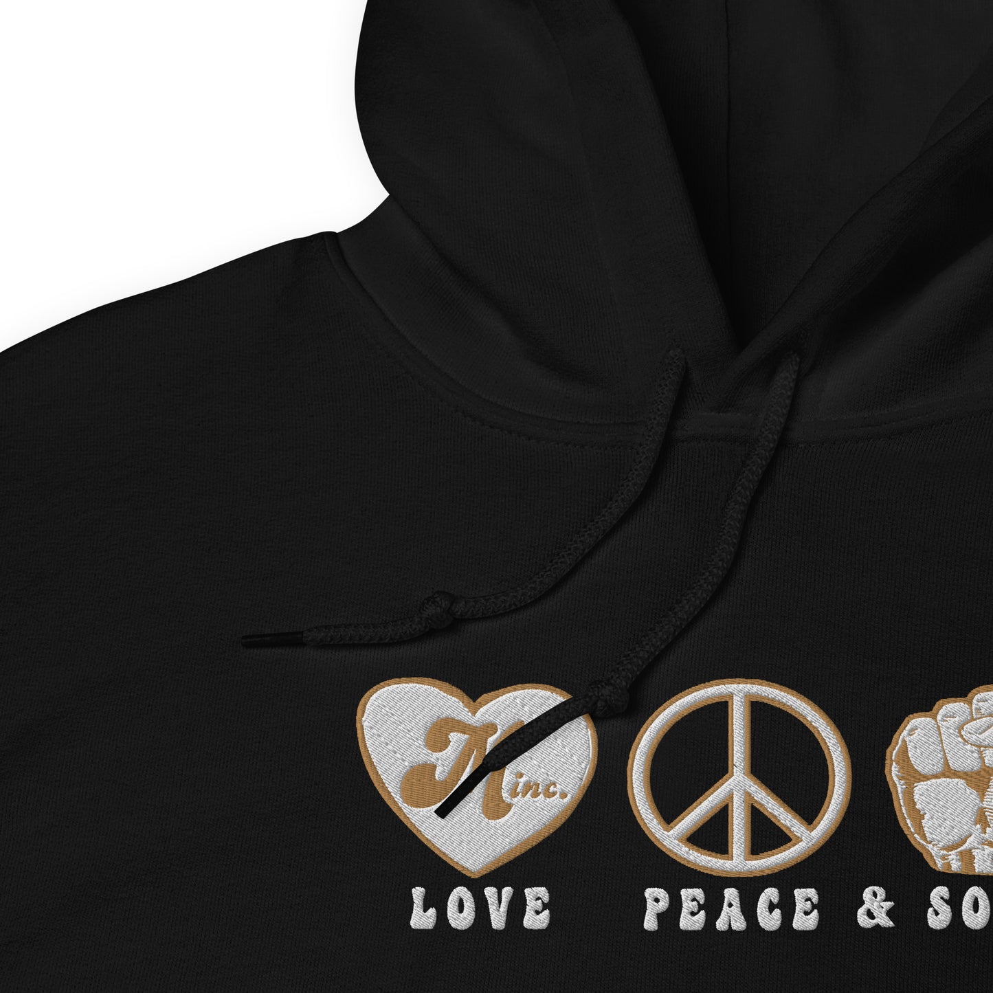 LOVE PEACE & SOUL - (Embroidered - front) Unisex Heavyweight Hoodie