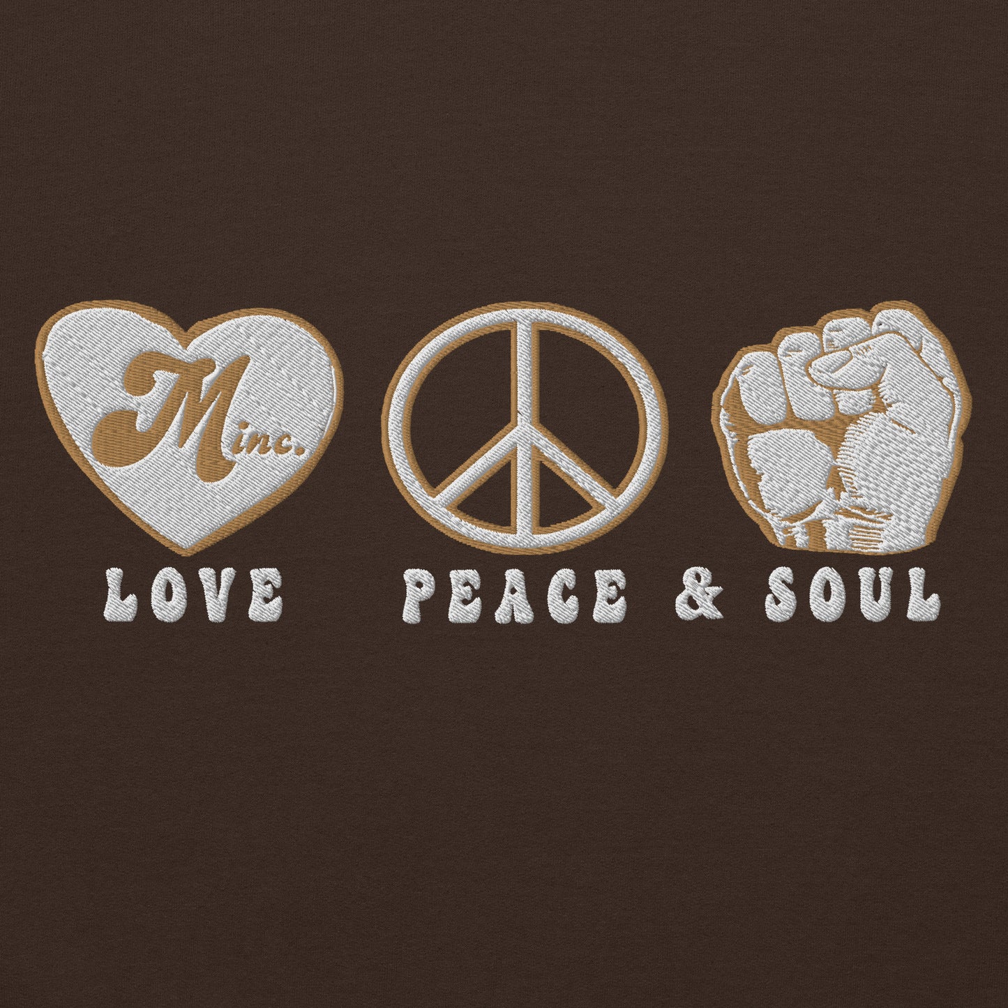 LOVE PEACE & SOUL - (Embroidered - front) Unisex Heavyweight Hoodie