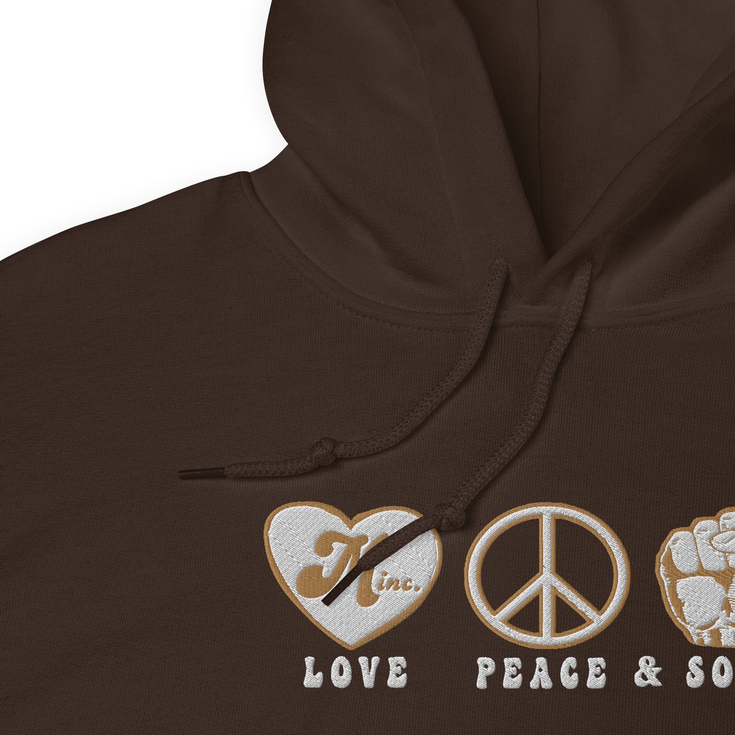 LOVE PEACE & SOUL - (Embroidered - front) Unisex Heavyweight Hoodie