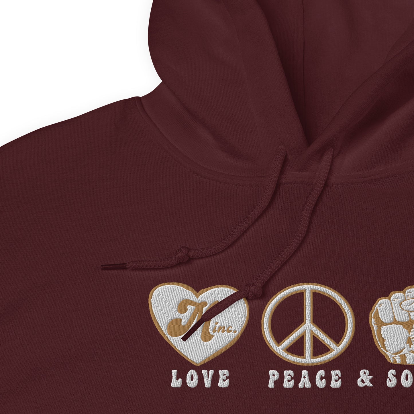 LOVE PEACE & SOUL - (Embroidered - front) Unisex Heavyweight Hoodie