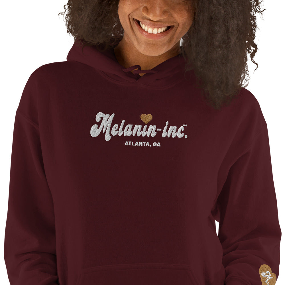 Melanin-inc. Atlanta, GA (Ebony Heart) - Embroidered Unisex Hoodie