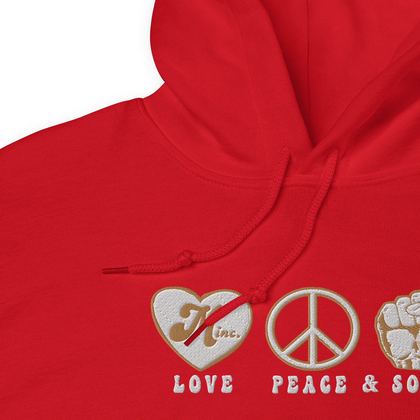 LOVE PEACE & SOUL - (Embroidered - front) Unisex Heavyweight Hoodie