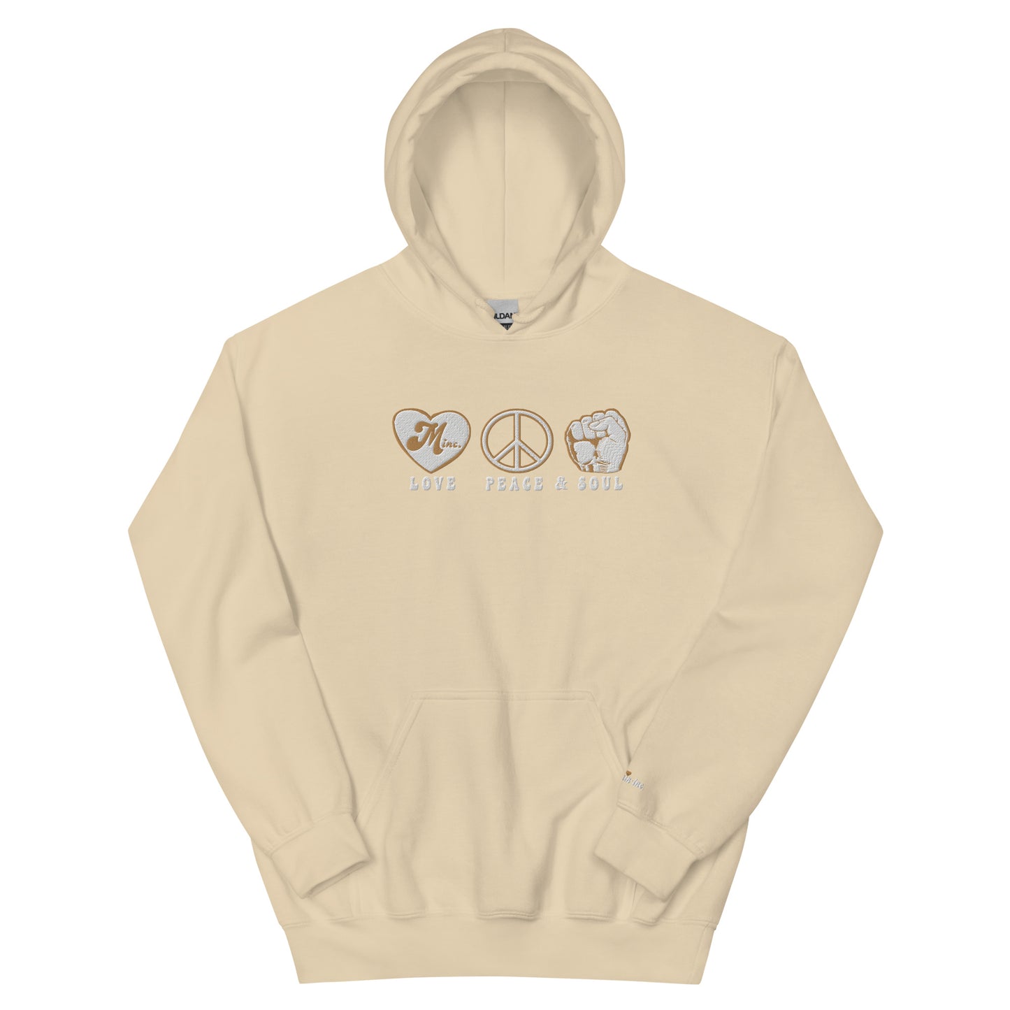 LOVE PEACE & SOUL - (Embroidered - front) Unisex Heavyweight Hoodie