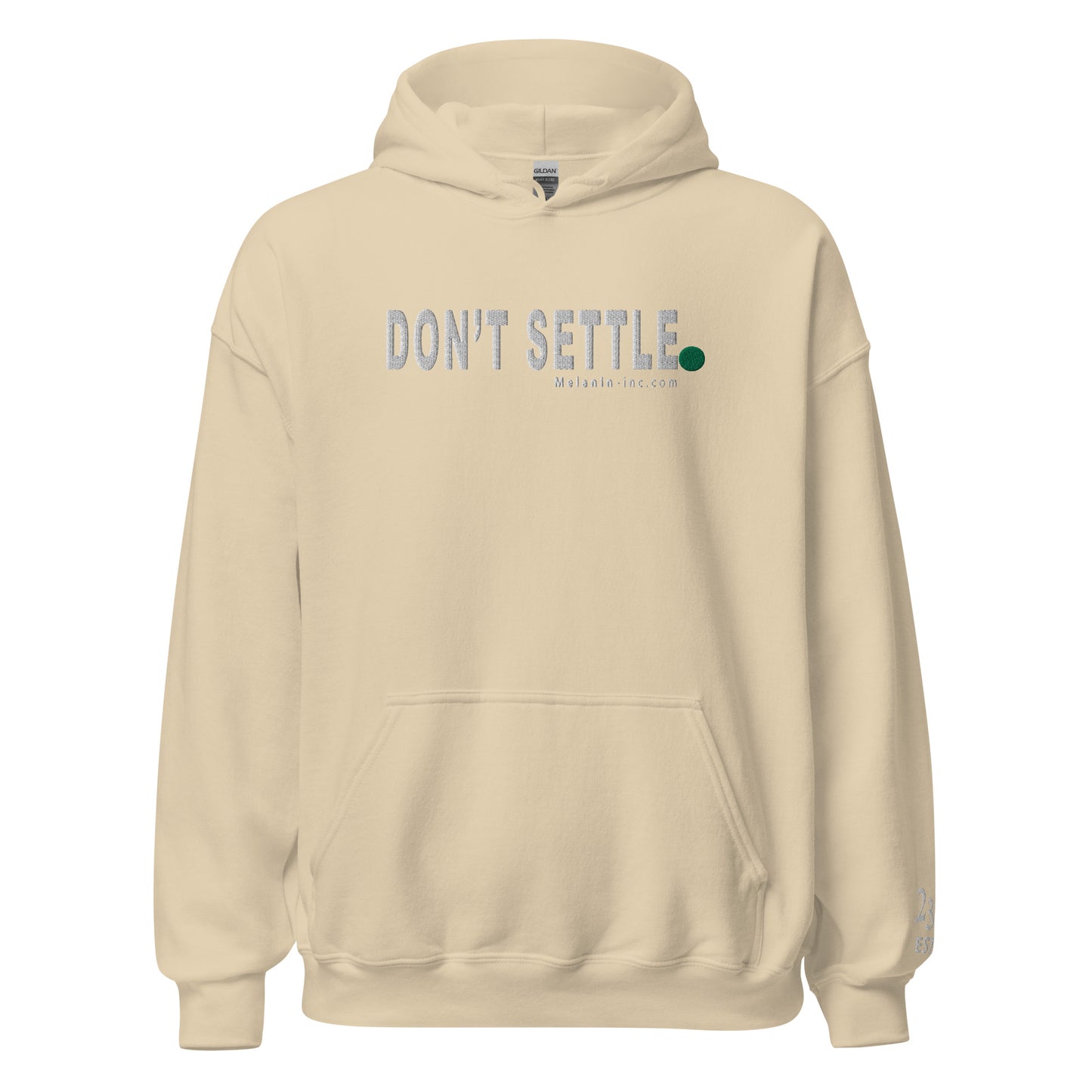 DON'T SETTLE PERIOD! - (Embroidered - front) Unisex Heavyweight Hoodie