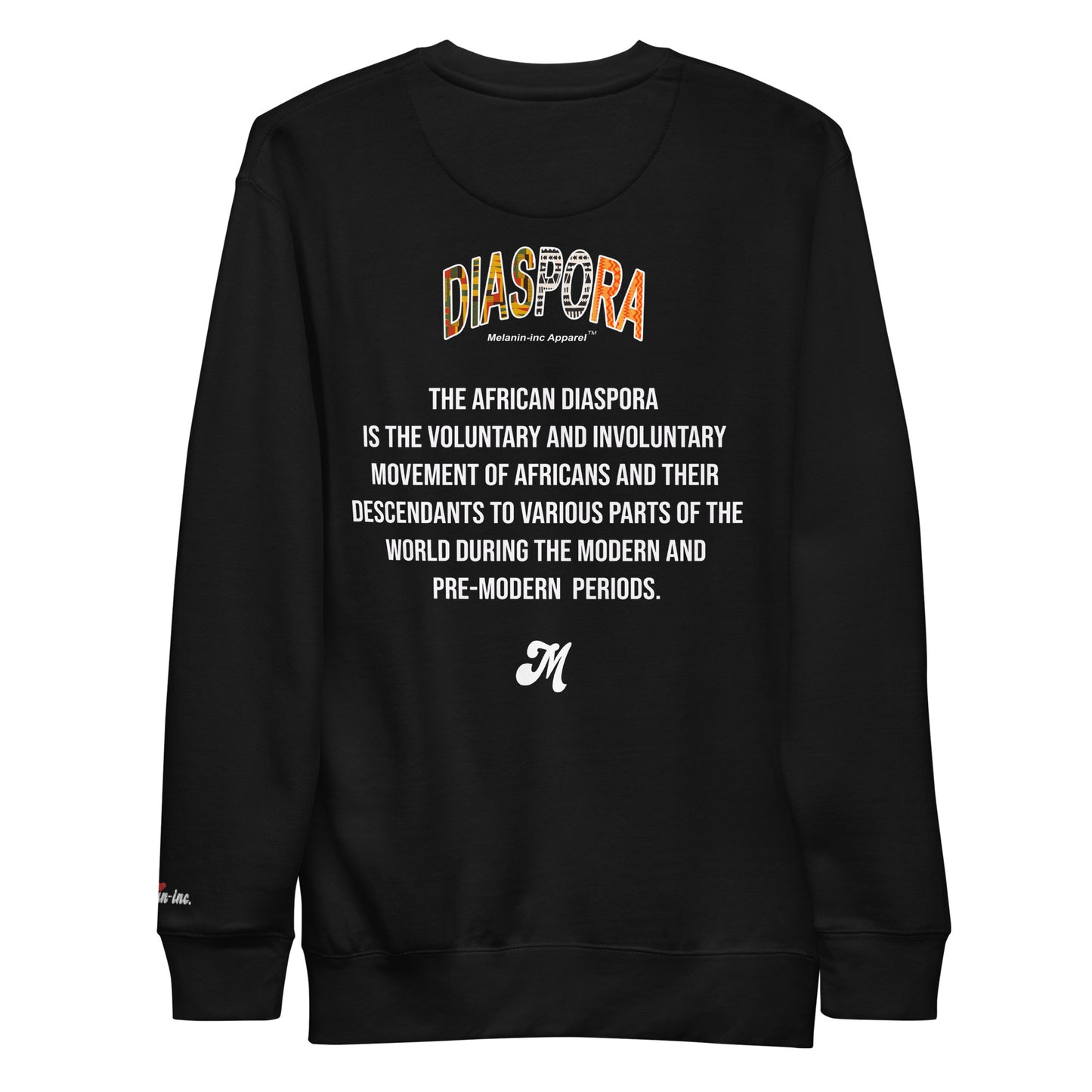 DIASPORA (front & back ) - Embroidered (front) DTG (back) Unisex Premium Crewneck Sweatshirt