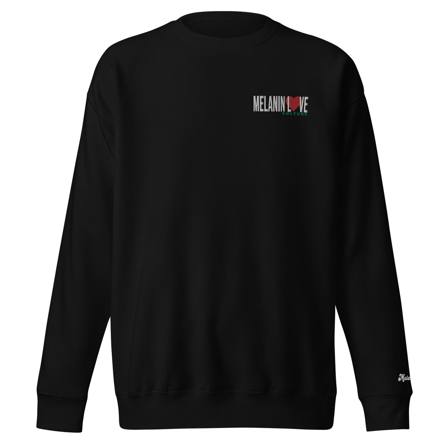 Melanin Love Culture (Red Heart) - Embroidered Left Chest Unisex Premium Crewneck Sweatshirt