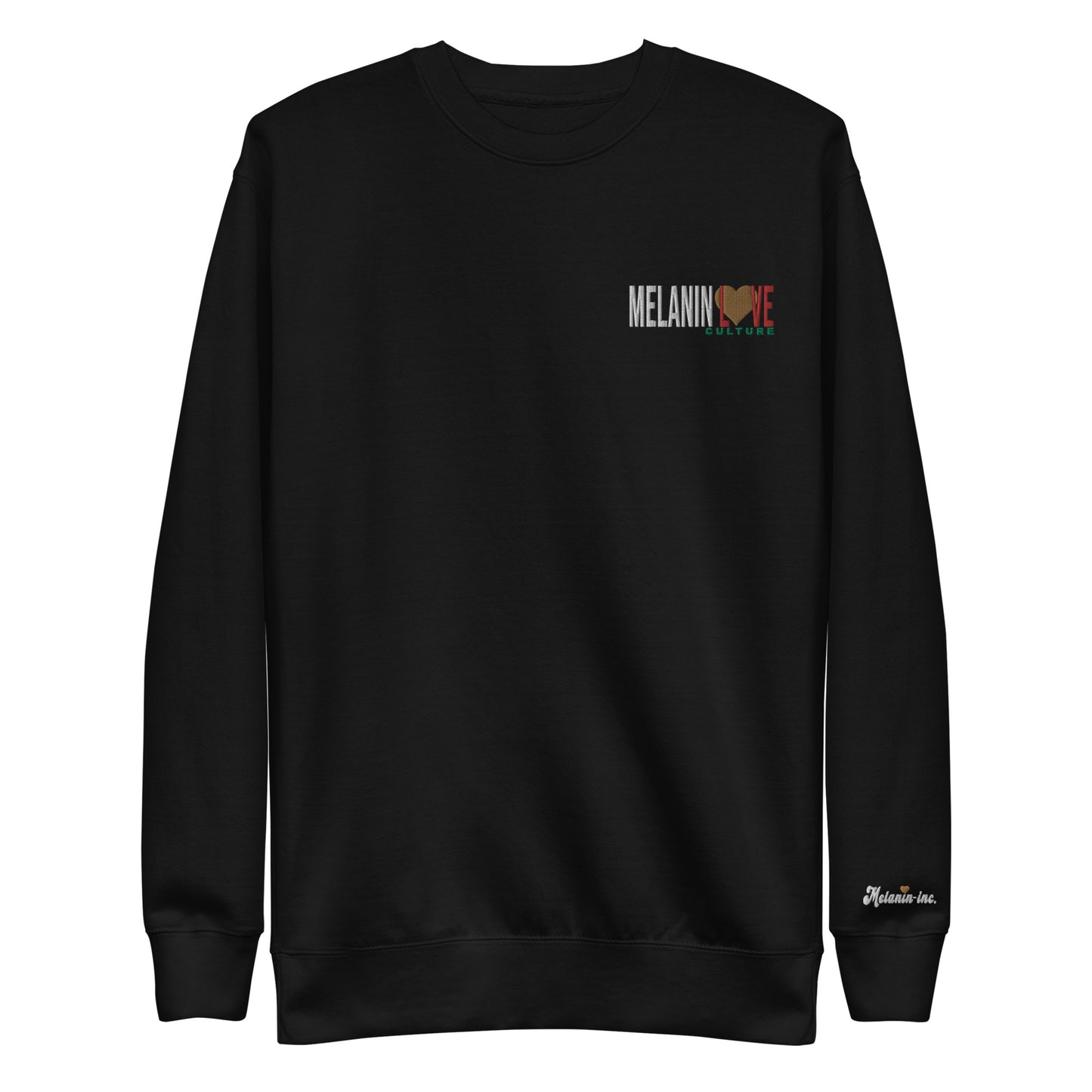 Melanin Love Culture (Ebony Heart) Embroidered - Left Chest Unisex Premium Crewneck Sweatshirt