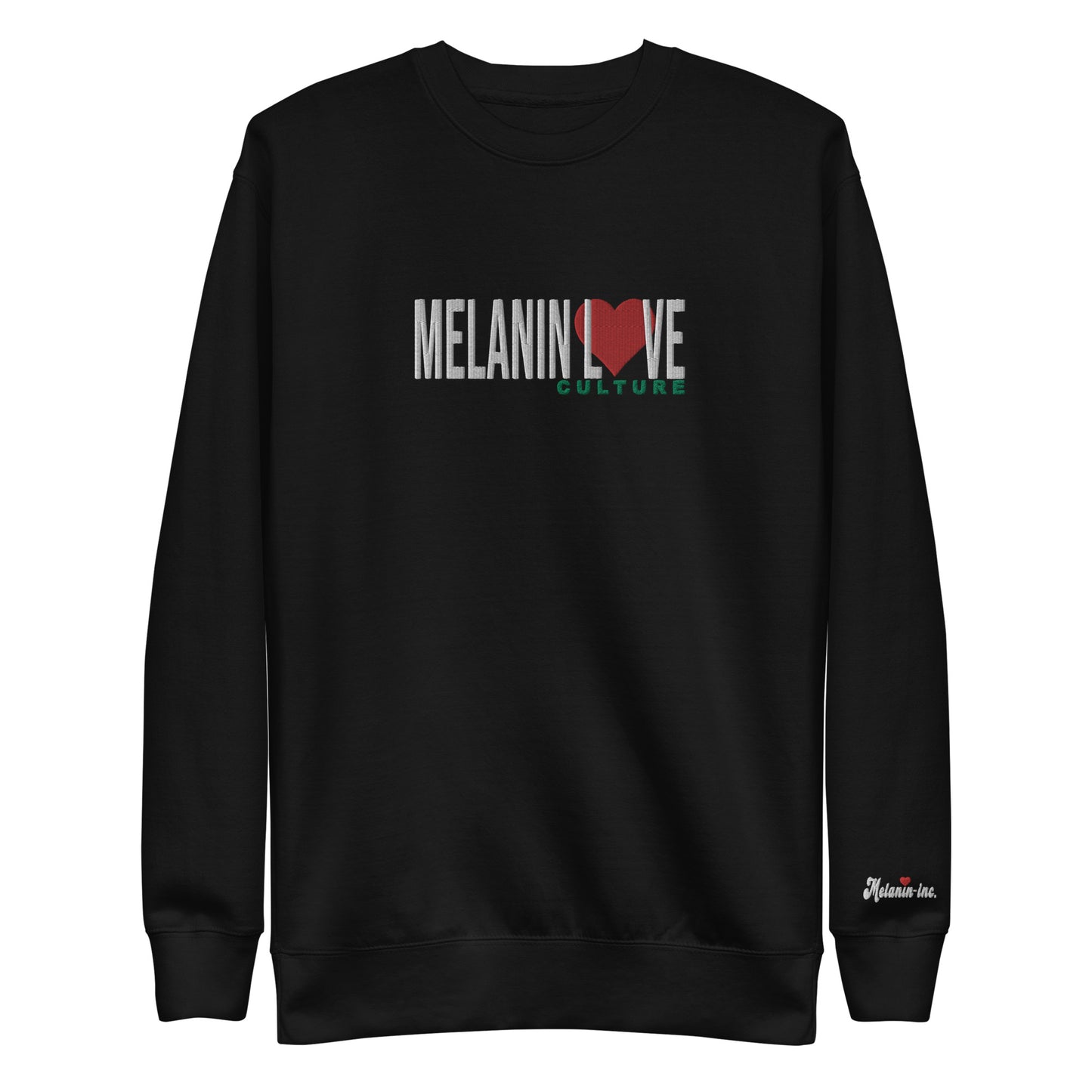 Melanin Love Culture (Red Heart) Embroidered - Large Center Chest Unisex Premium Crewneck Sweatshirt