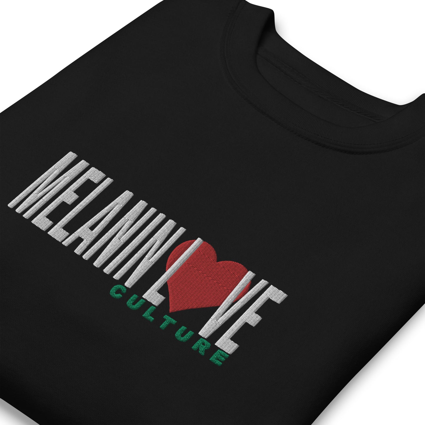 Melanin Love Culture (Red Heart) Embroidered - Large Center Chest Unisex Premium Crewneck Sweatshirt