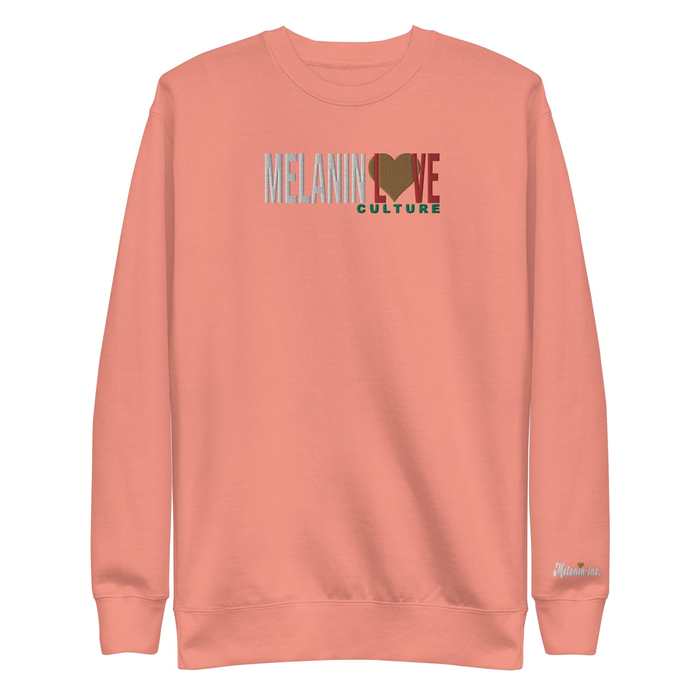 Melanin Love Culture (Ebony Heart) Embroidered - Center Chest Unisex Premium Crewneck Sweatshirts