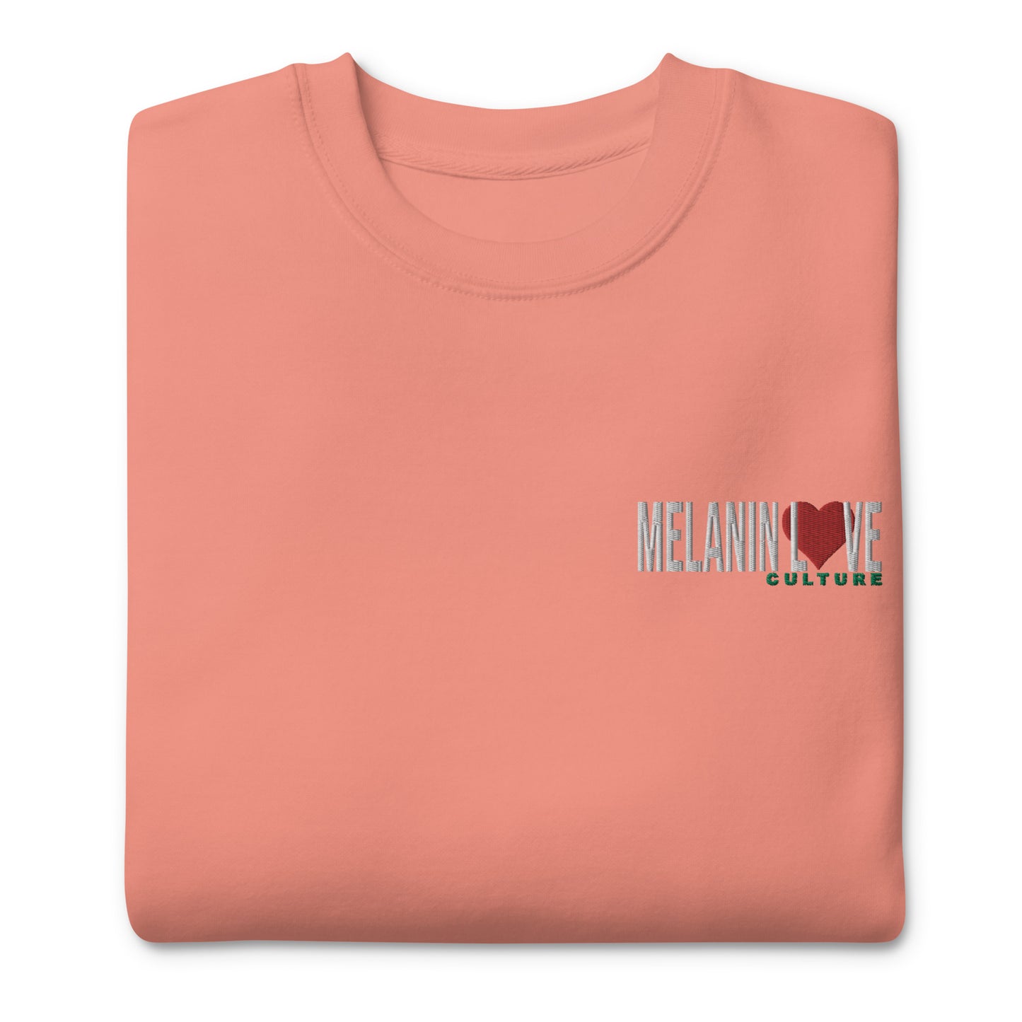 Melanin Love Culture (Red Heart) - Embroidered Left Chest Unisex Premium Crewneck Sweatshirt