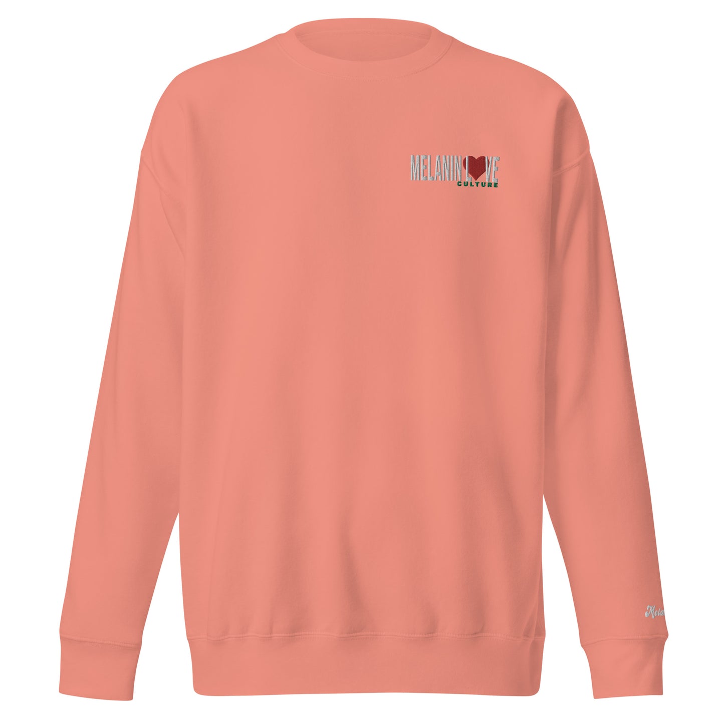 Melanin Love Culture (Red Heart) - Embroidered Left Chest Unisex Premium Crewneck Sweatshirt