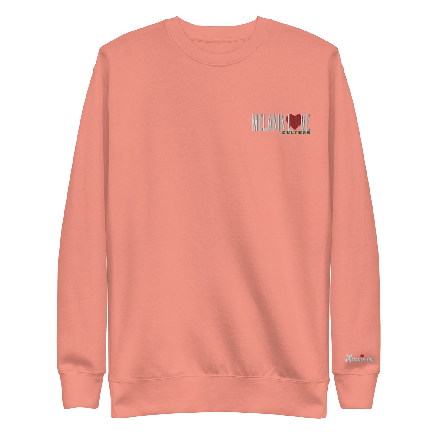 Melanin Love Culture (Red Heart) - Embroidered Left Chest Unisex Premium Crewneck Sweatshirt