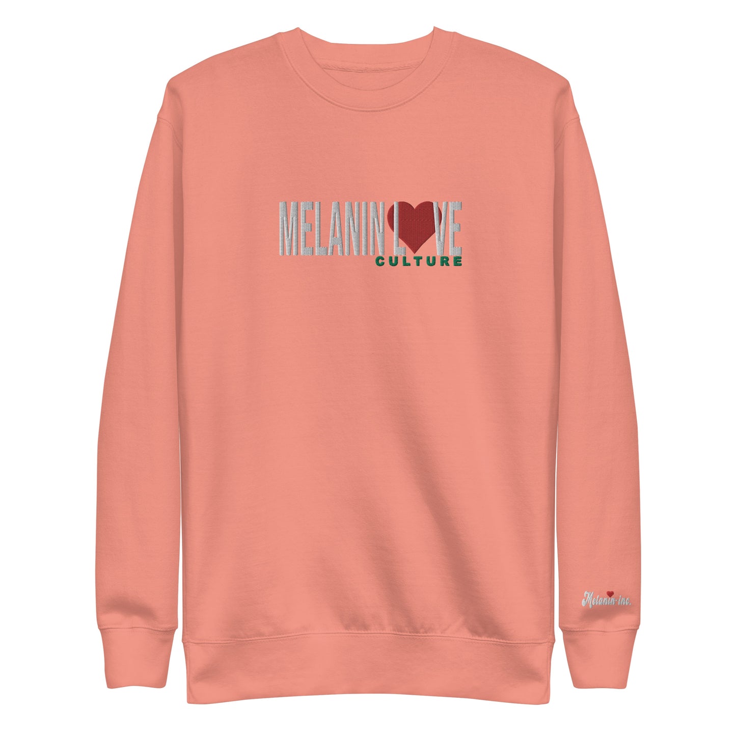 Melanin Love Culture (Red Heart) Embroidered - Large Center Chest Unisex Premium Crewneck Sweatshirt